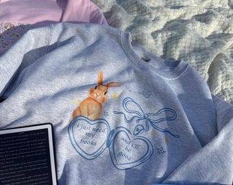Bunny Book Locket sweatshirt, readers gift, bookish gifts, bookish merch
