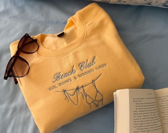 Embroidered Beach Club Book sweatshirt, readers gift, bookish gifts, bookish merch