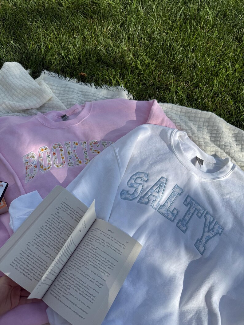 Embroidered Salty Blue Floral Sweatshirt – Beachy Summer Crewneck for Women & Men