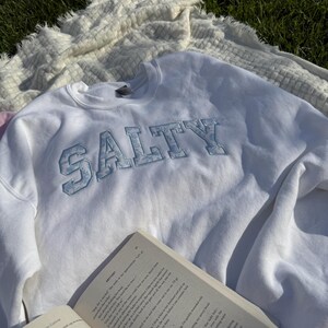 Embroidered Salty Blue Floral Sweatshirt – Beachy Summer Crewneck for Women & Men