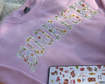 Embroidered Bookish floral fabric sweatshirt, readers gifts, bookish merch