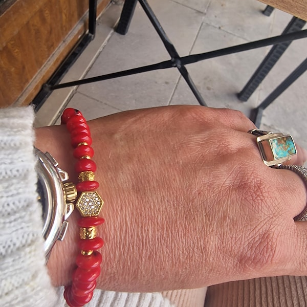 Red Natural Coral Bracelet, Healing Protection Bracelet, Lucky Meditation Bracelet, Calming Balance Bracelet, Women's Stone Bracelet