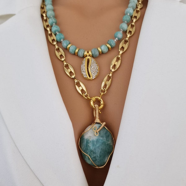 Handmade Amazonite Necklace - An Earth Pearl Necklace, Perfect Green Stone Jewelry, and Turkish Gift for Her