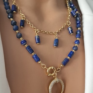 Lapis Lazuli Necklace, Handmade Murano Evil Eye - Greek Jewelry, Minimalist Choker, Great Gift for Girlfriend or Mom, Brings Good Luck