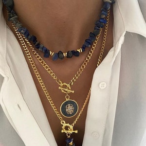 Lapis Lazuli Necklace, Handmade Murano Evil Eye - Greek Jewelry, Minimalist Choker, Great Gift for Girlfriend or Mom, Brings Good Luck