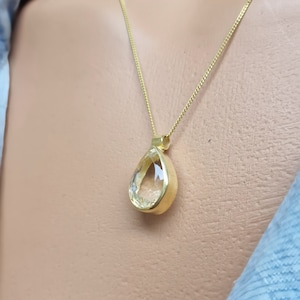 Citrine Natural Stone Necklace - 925 Sterling Silver with November Sign, Scorpio Gift, Brings Positive Energy and Good Luck