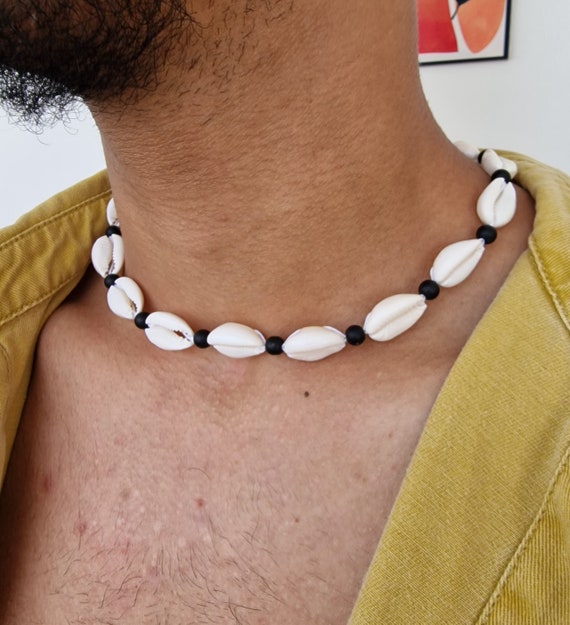 Seashell Necklace: Onyx Stone Choker, Adjustable Summer Jewelry - Etsy
