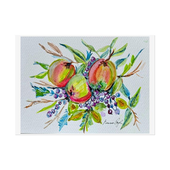 Colorful Fruit Printable Art, Farmhouse Kitchen Decor, Instant Download Watercolor, Rustic Botanical Print