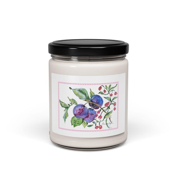 Shannon Doyle Art Candle | Citrus Scented Soy Candle | Unique Home Decor | Watercolor Fruit Jar Candle | Gift for Her