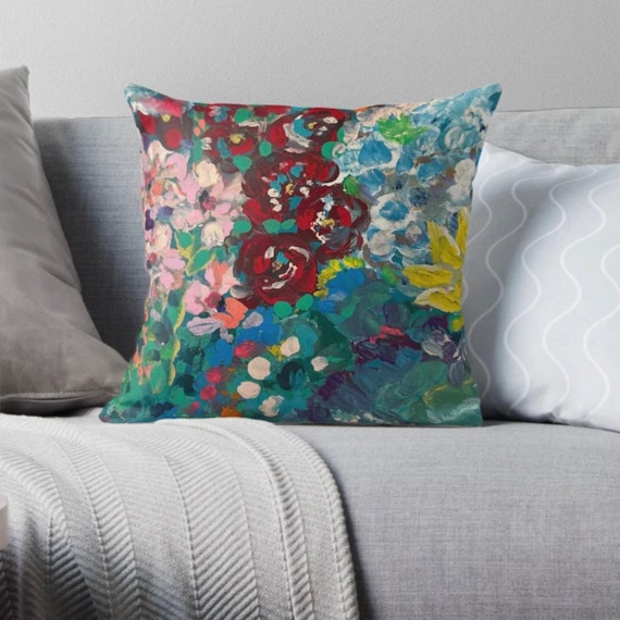 Original Floral Art Accent Cushions – Decorative Pillows for Instant Room Transformation