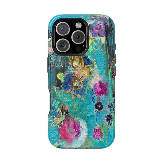 Vibrant Abstract Floral iPhone 15 Case | Shannon Doyle Art Phone Cover (Matte/Glossy)