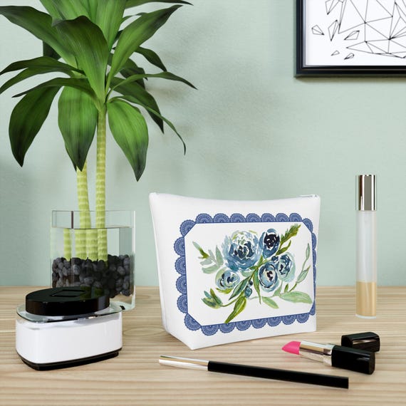 Floral Cosmetic Bag by Shannon Doyle Art - Durable Cotton Makeup Pouch - Travel Toiletry Organizer - Unique Gift for Her