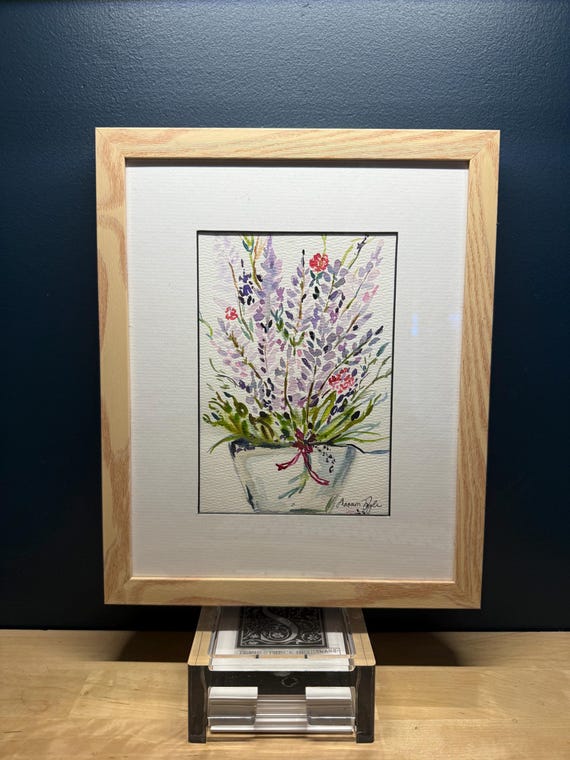 Original Floral Watercolor Painting | Lilac Bouquet, Framed Botanical Art