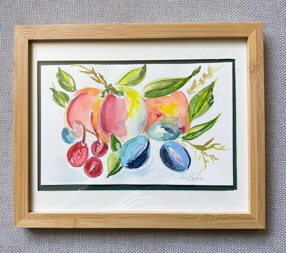 Original 5x7 Botanical Watercolor| Shannon Doyle Art | Framed 8x10 Bouquet in Vase | Bright Botanical Wall Decor