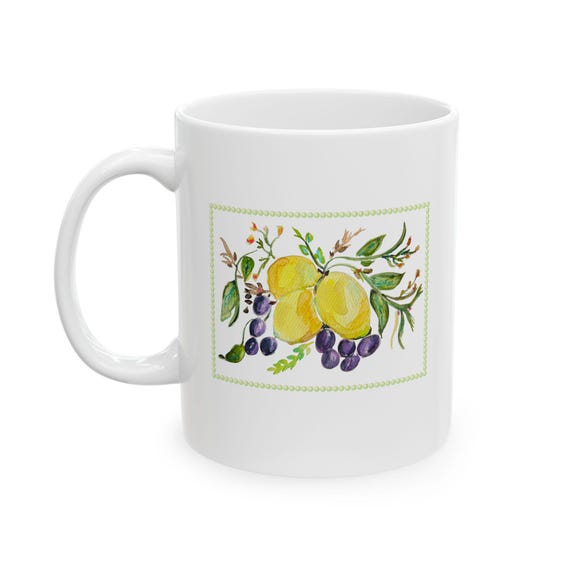 Shannon Doyle Art Mug | Watercolor Lemon Coffee Cup | Unique Kitchen Decor | Art Lover Gift | Ceramic Beverage Mug