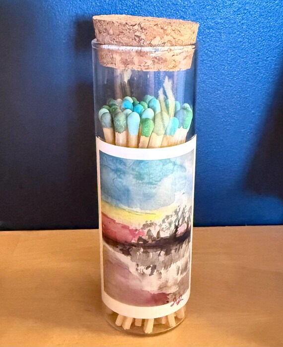 Signed Limited Edition Watercolor Print  Match Jar with Strike Pad–  Art by Shannon Doyle