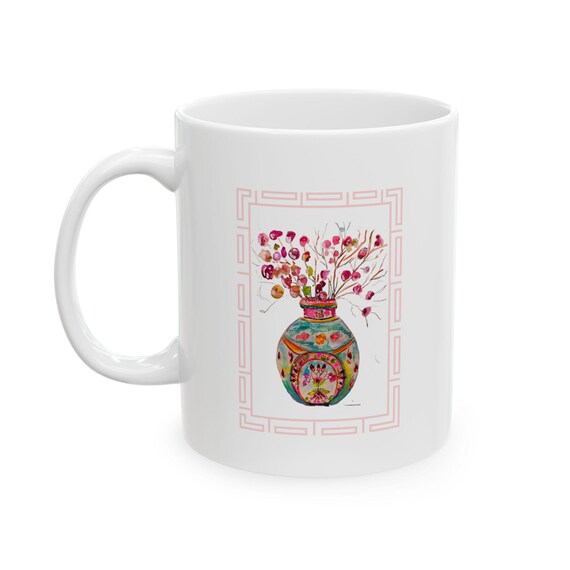 Shannon Doyle Art Mug | Watercolor Chinoiserie Coffee Cup | Unique Kitchen Decor | Art Lover Gift | Ceramic Beverage Mug