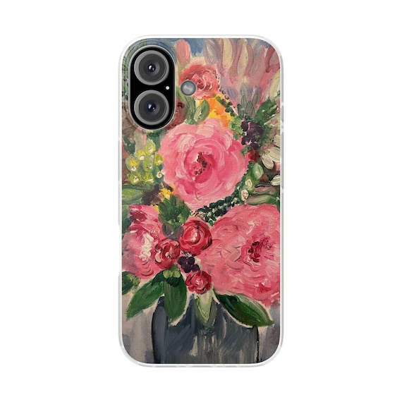 Floral Phone Case, Flexible Phone Cover, Cute Floral Accessories, Personalized Gift for Her, Spring Decor, Unique Gift Idea