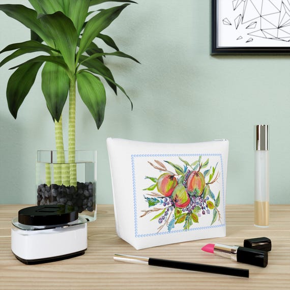 Floral Cosmetic Bag by Shannon Doyle Art - Durable Cotton Makeup Pouch - Travel Toiletry Organizer - Unique Gift for Her