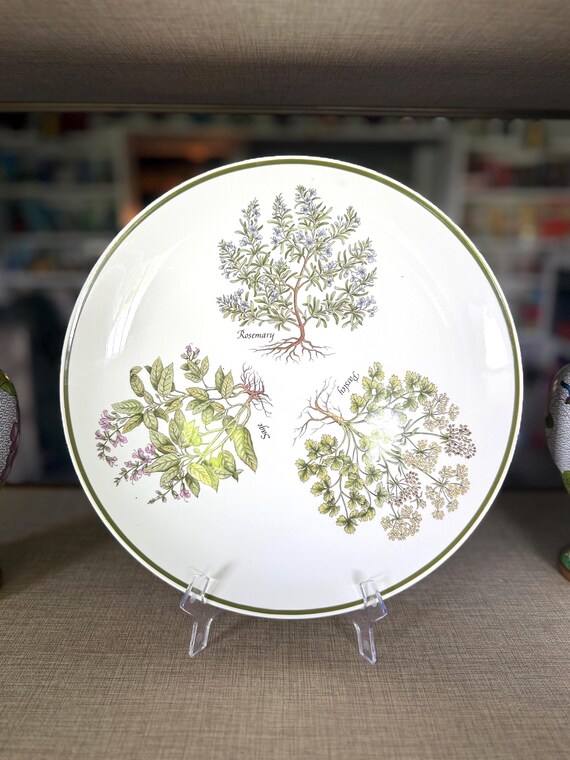 Tiffany Co. Herbs Platter – 13” Vintage Johnson Brothers Botanical Serving Plate – Rosemary, Sage & Parsley -Made in England