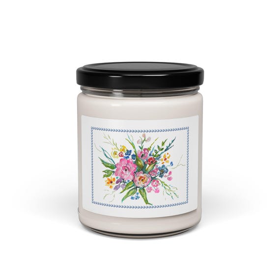 Shannon Doyle Art Candle | Scented Soy Candle | Unique Home Decor | Watercolor Fruit Jar Candle | Gift for Her