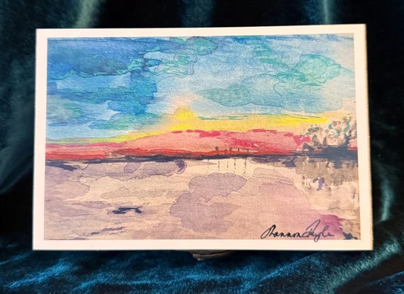 Signed Limited Edition Watercolor Print Trinket Box Match Box– Coastal Art by Shannon Doyle