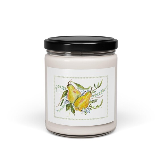 Shannon Doyle Art Candle | Scented Soy Candle | Unique Home Decor | Watercolor Fruit Jar Candle | Gift for Her