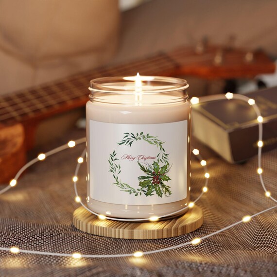 Christmas | Scented Soy Candle | Unique Home Decor | Shannon Doyle Watercolor  | Gift for Her