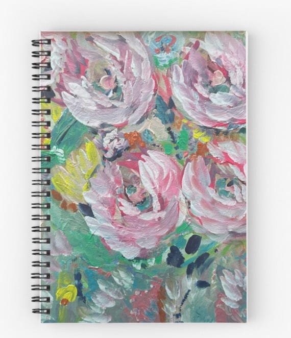 Original Floral Art Notebook - 120 Pages, Ruled or Graph Paper, Custom Cover Design