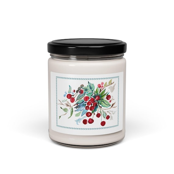 Shannon Doyle Art Candle | Scented Soy Candle | Unique Home Decor | Watercolor Fruit Jar Candle | Gift for Her