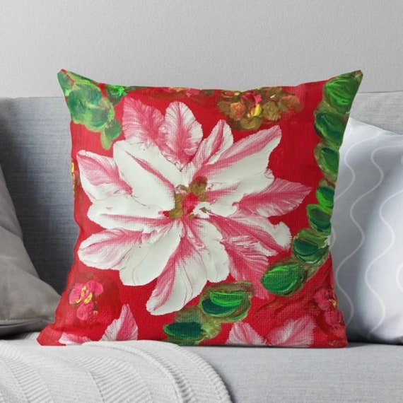 Christmas Pillow Poinsettia – Decorative Pillows for Instant Room Transformation