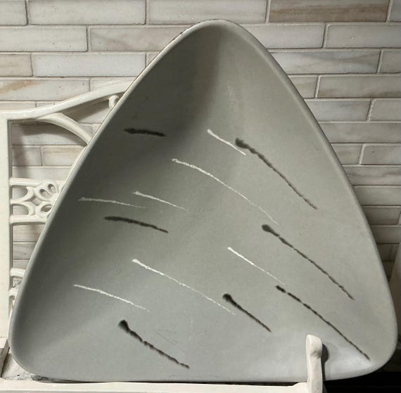 Mid-Century Modern Abstract Ceramic Bowl - Made in Austria  Triangular Shape