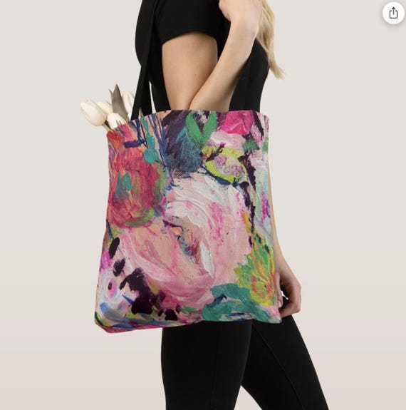 Colorful Abstract Art Tote Bag – Vibrant Canvas Bag Featuring Original Painting by Shannon Doyle – Artistic Market Bag, Eco-Friendly Gift