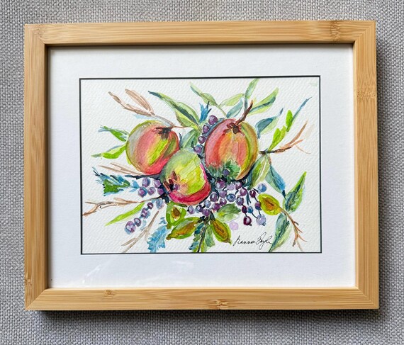 Original 5x7 Botanical Watercolor| Shannon Doyle Art | Framed 8x10 Bouquet in Vase | Bright Botanical Wall Decor