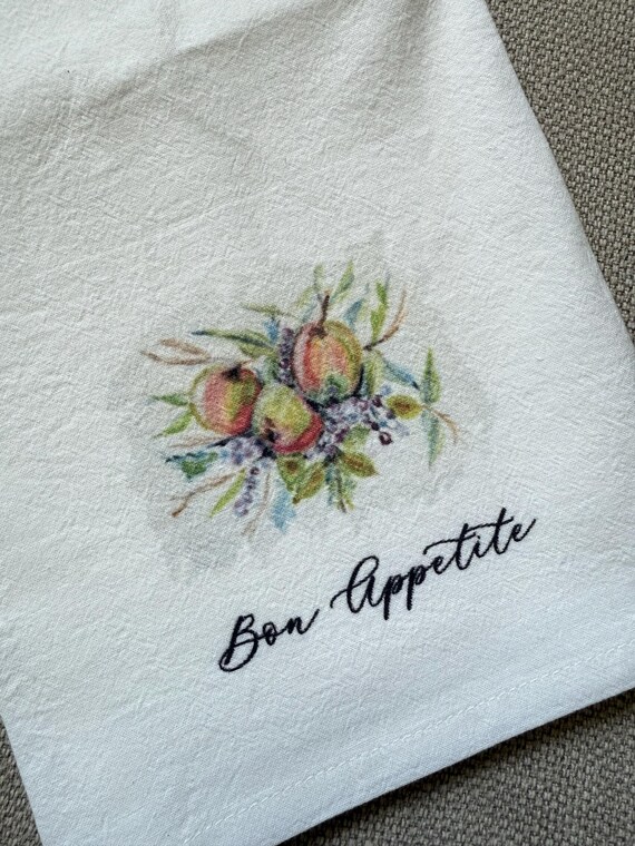 Bon Appetite Tea Towel - Watercolor Fruit Botanical Kitchen Towel by Art by Shannon Doyle