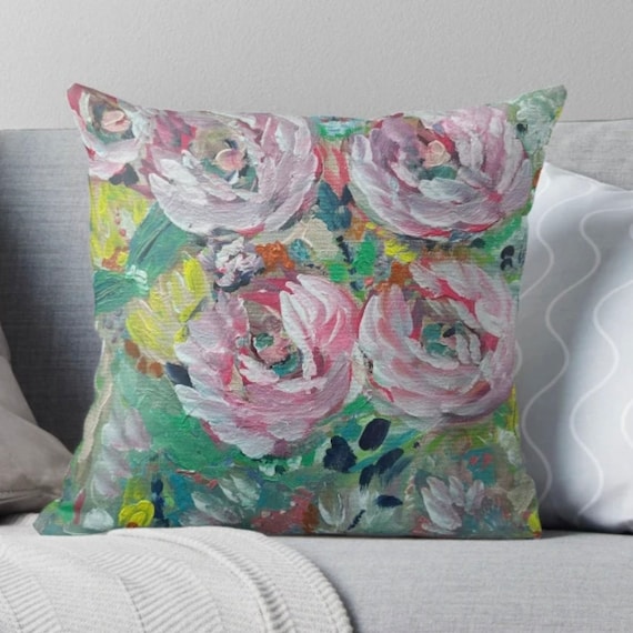 Original Floral Art Accent Cushions – Decorative Pillows for Instant Room Transformation