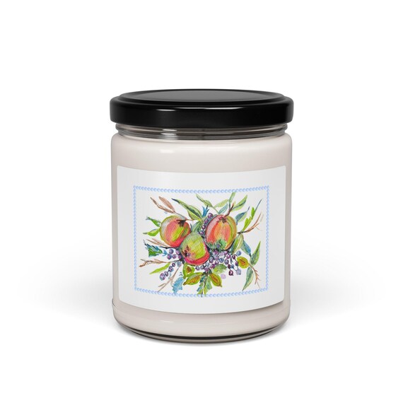 Shannon Doyle Art Candle | Citrus Scented Soy Candle | Unique Home Decor | Watercolor Fruit Jar Candle | Gift for Her