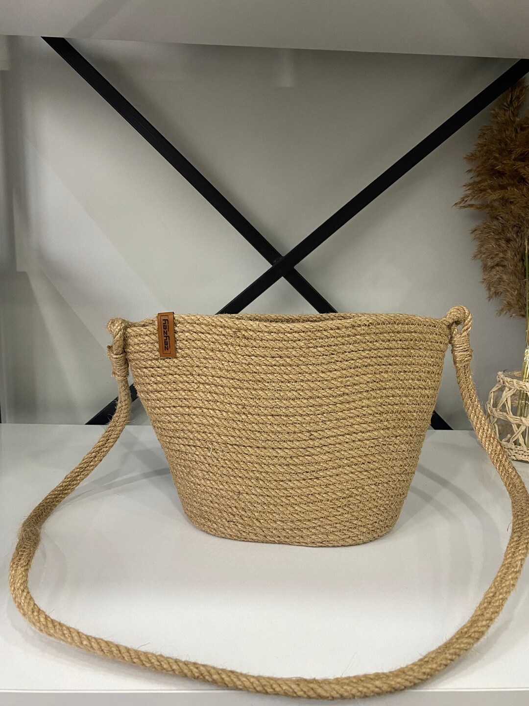 Cotton Wicker Bag, Straw Beach Bag, Handmade Bag, Straw Tote Bag