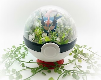 greninja  terrarium , size large 4.7 inch  ,forest themed ,  , birthday gift , game room decor , kawaii gift , anime art , gamer girl art