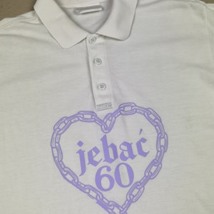 blaues polo jć 60 Ciemiega filletowy napis serce lascuch oversize vintage klasyk upcycling must have trzy paski Bild 3