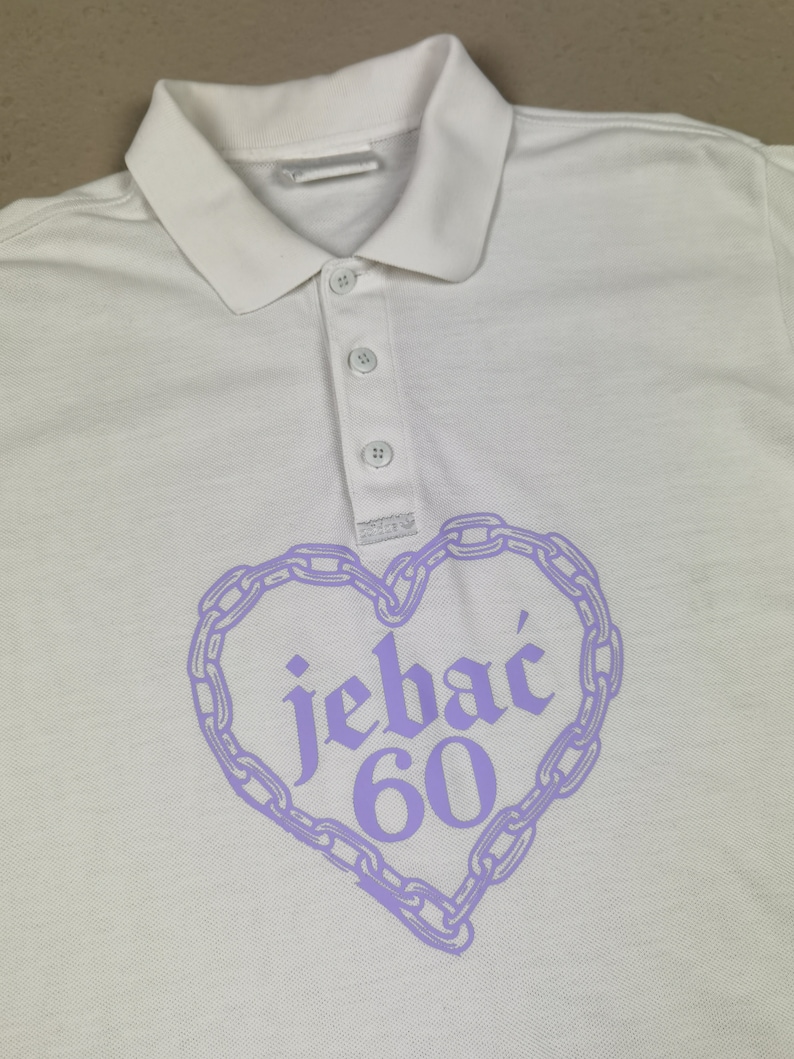 blaues polo jć 60 Ciemiega filletowy napis serce lascuch oversize vintage klasyk upcycling must have trzy paski Bild 3