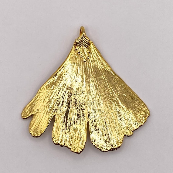 10K Gold Dipped Ginkgo Leaf Pendant - image 1
