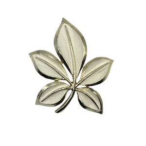 RARE Vintage CORO White Floral Leaf Brooch Signed Silver Tone 60s 70s 80s