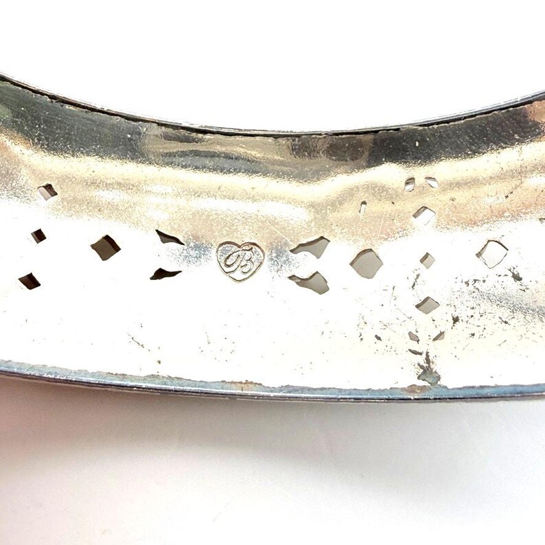 BRIGHTON Retired DYNASTY Hinged Bangle Bracelet Silver Crystal Black Enamel 7" image 9