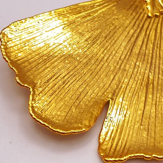 10K Gold Dipped Ginkgo Leaf Pendant - image 5