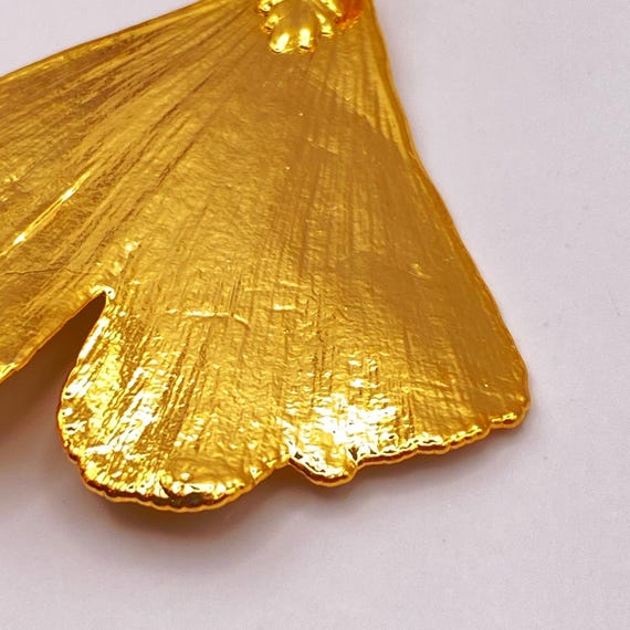 10K Gold Dipped Ginkgo Leaf Pendant - image 7