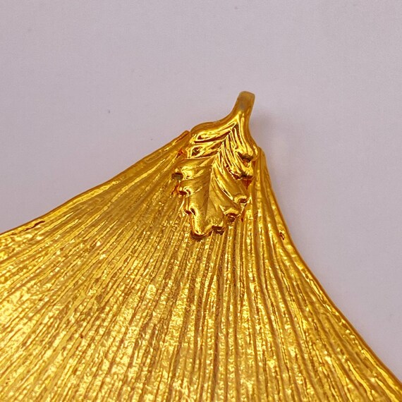 10K Gold Dipped Ginkgo Leaf Pendant - image 6