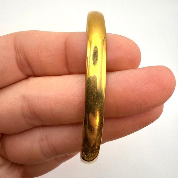 Vintage 14K Solid Gold Round Bangle Bracelet Eleg… - image 3