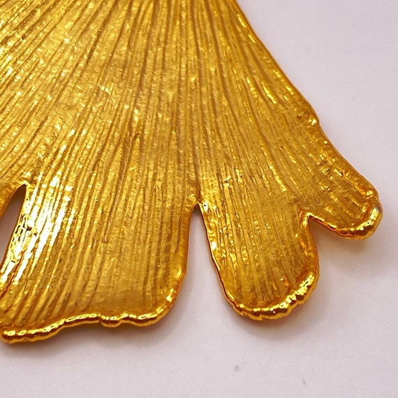 10K Gold Dipped Ginkgo Leaf Pendant - image 4