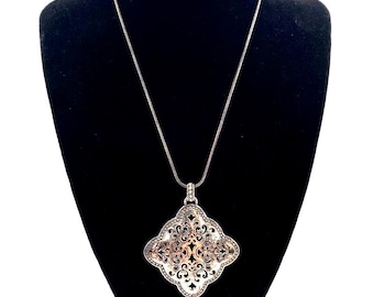 BRIGHTON "FORTUNA" Reversible Pendant Necklace Swarovski Crystal Trim MSRP 78